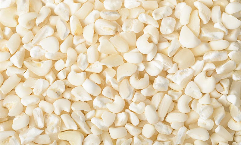 peeled white maize kernel
